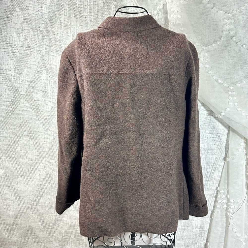Lands' End 100% wool brown knit collared button up jacket size 14 - Picture 6 of 6